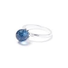 Beblue BRDIV-BL6 Silver Be Divine Round Blue Crystal Ring - Size 6