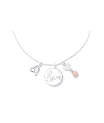 Beblue BCHEXPRESS-CR-L Silver Be Expressive Round Love Pendant Necklace 22"