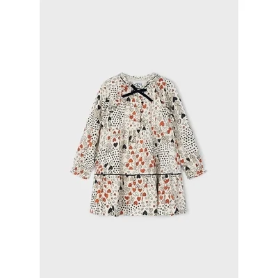Mayoral 4922 Girl's Long Sleeve Printed Dress