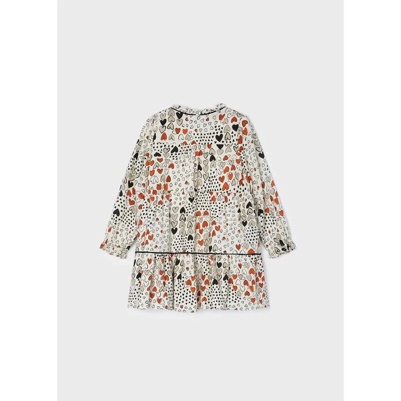 Mayoral 4922 Girl's Long Sleeve Printed Dress