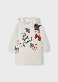 Mayoral 4929 youth girls piedra vig hooded dress ‘my best friend’ with girl and dog