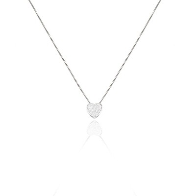 Amen CLPH Women's Silver & White CZ Heart Pendant Necklace - Love