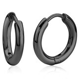 Italgem SEA230 Men's Black IP S. Steel Polished Huggie Avery Hoop Earrings