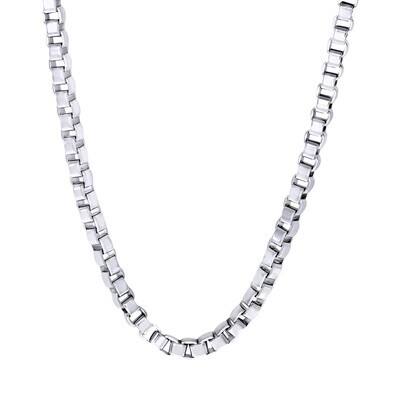 Italgem SN16 Men's S. Steel Silver Matte Link Square Box Chain 5mm Necklace 24"