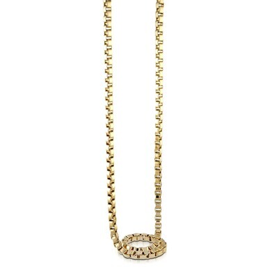 Italgem SNY9 Men's Gold-IP S. Steel Polished Link Square Box Chain 5mm Necklace 24"