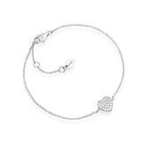 Amen BRH Women's Silver & White CZ Pave Heart Charm Bracelet - Love