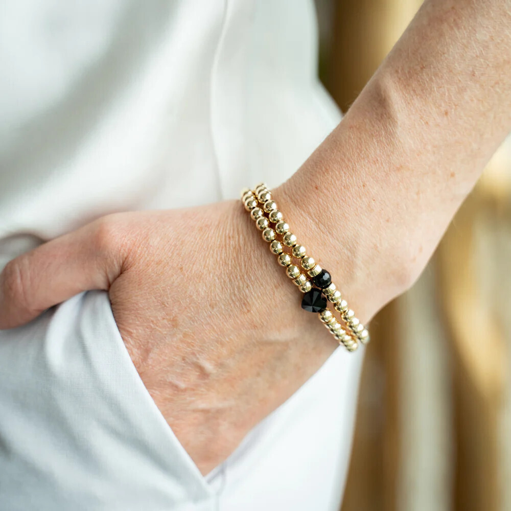 Beblue BBSURSH-N Gold Be Heart Black Heart Crystal Bracelet