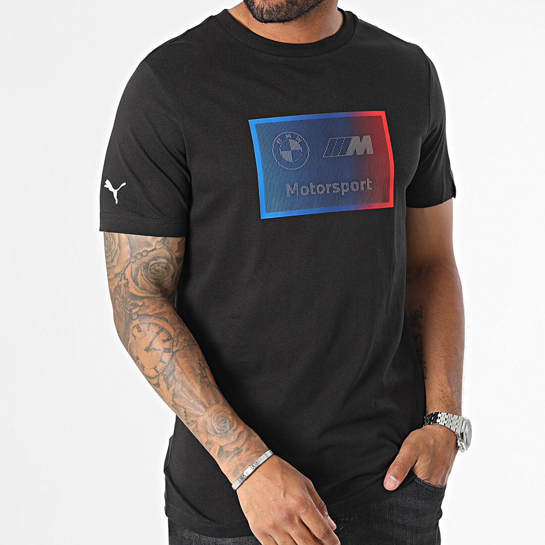 Puma 621298 01 Black, Red, & Blue BMW MMS Logo T-Shirt