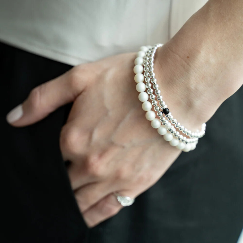 Beblue BBMINI-P Silver Be Minimalist White Pearl Bracelet - Essentials