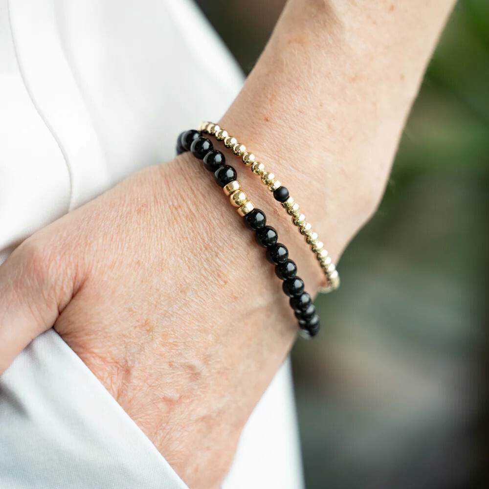 Beblue BBSURMINI-N Gold Be Minimalist Black Pearl Bracelet