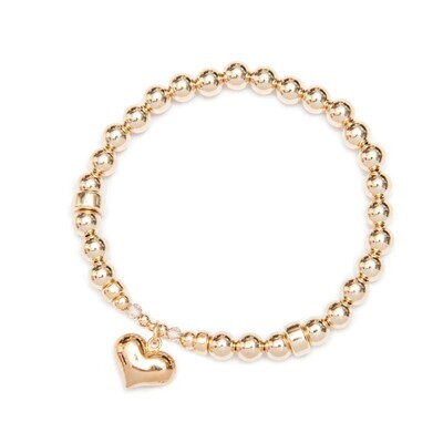 Beblue BBSURPASSION-A Gold Be Passionate Large Bead Heart Pendant Bracelet - Amore