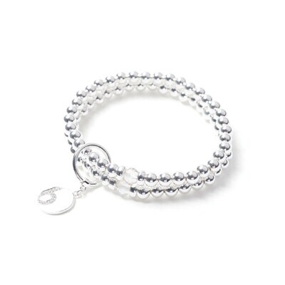 Beblue BBRD-CL Silver Be Razzled-Dazzled Double Bead Clear Crystal Bracelet - Essentials