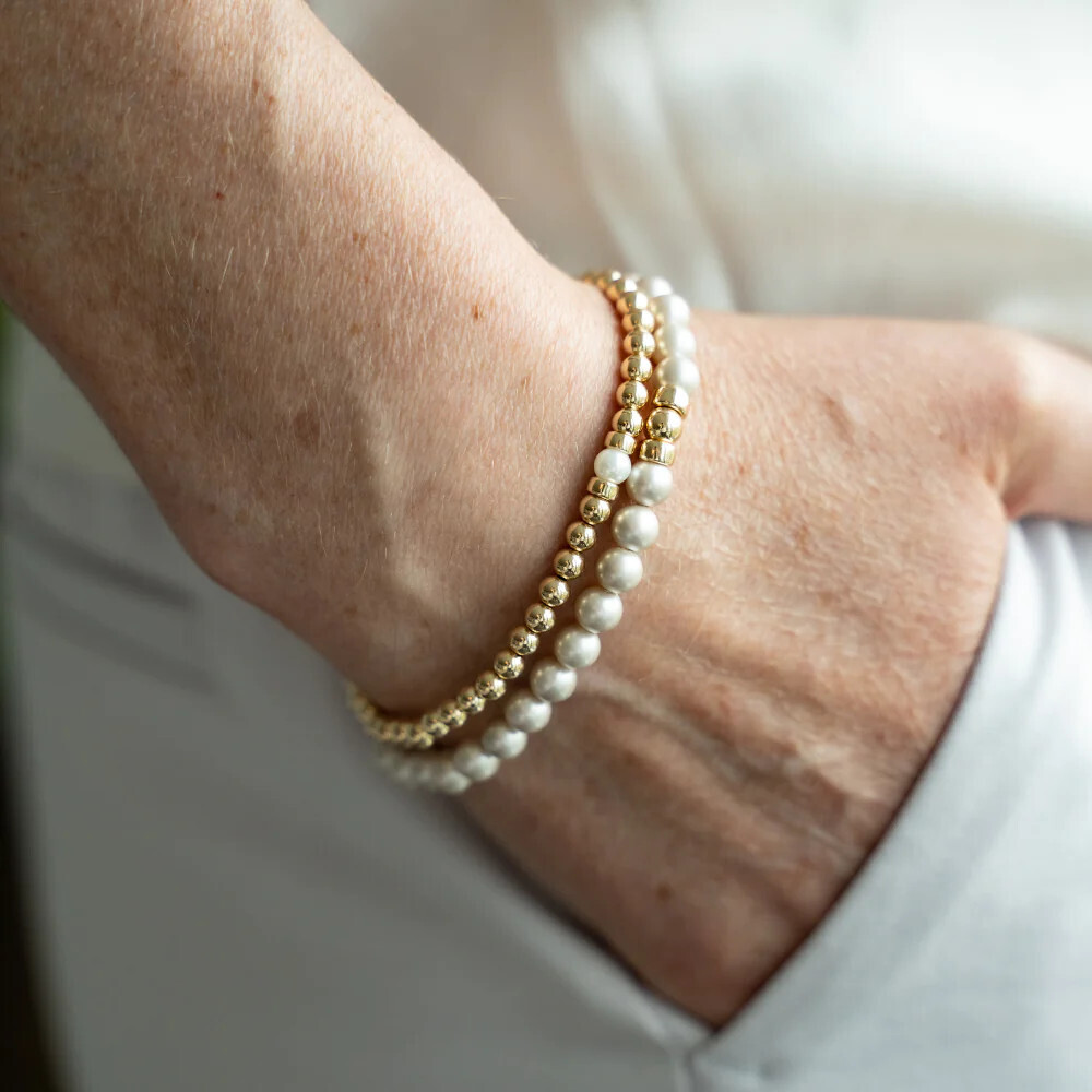 Beblue BBSURMINI-P Gold Be Minimalist White Pearl Bracelet