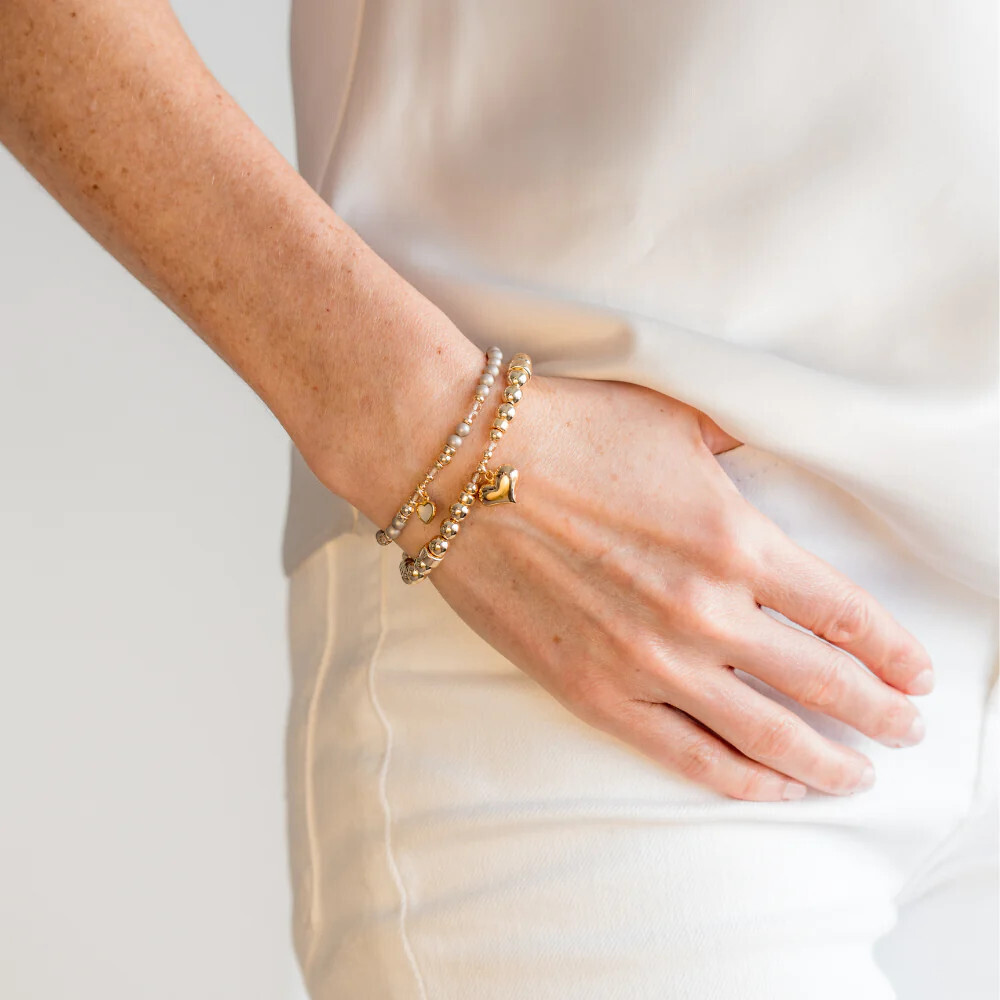 Beblue BBSURPASSION-A Gold Be Passionate Large Bead Heart Pendant Bracelet - Amore