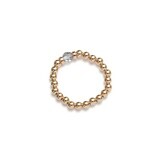 Beblue BRELAST-GLD-CSM Gold Bead & Lilac Crystal Elastic Ring