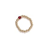 Beblue BRELAST-GLD-RO Gold Bead & Red Crystal Elastic Ring - Essentials