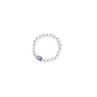 Beblue BFRELASTIC-BJ Silver Bead & Dark Blue Bead Ring - Essentials
