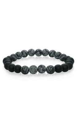 Italgem BB-4 Men’s Mix Marble Matte Black Onyx 8mm Bead Bracelet