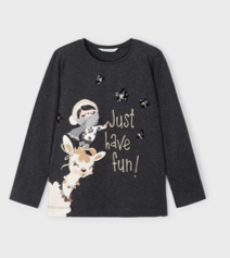 Mayoral 4015 Girl's Long Sleeve Basic T-Shirt