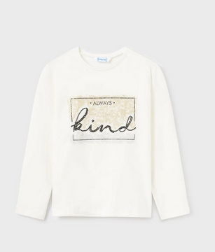 Mayoral 830 Girl's Long Sleeve Glitter & Bead Kind T-Shirt