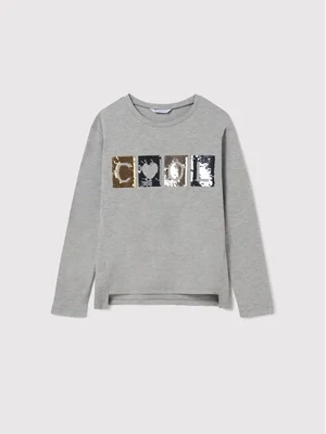 Mayoral 7036 Girl's Long Sleeve Sequin ''Cool'' T-Shirt
