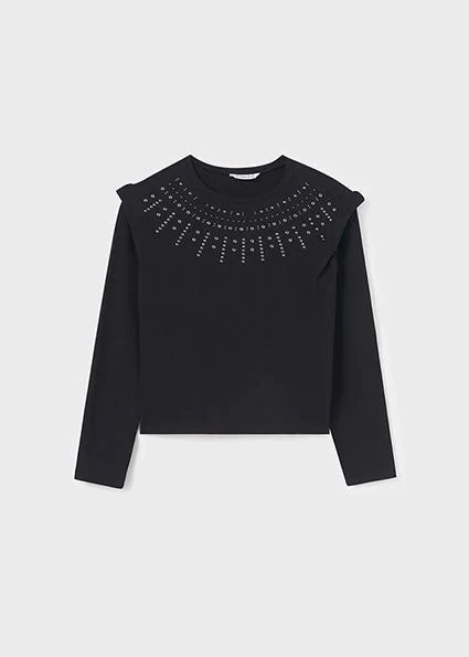 Mayoral 7055 Girl's Long Sleeve Studs T-Shirt