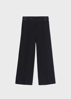 Mayoral 7505 youth girls black straight leg pants with gold buckles