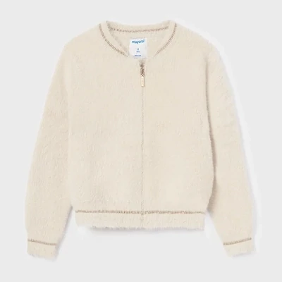 Mayoral 7317 Girl's Soft Ivory Zip Up Sweater