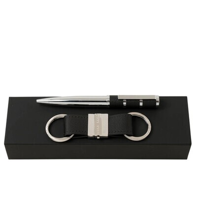 Hugo Boss HPBK945A Men's Storyline Ballpoint Pen & Key Ring Set 2PC/ BLACK