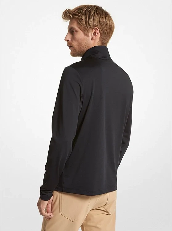 Michael Kors CS351GK5GK Men Long Sleeve Black t-shirt with half zip