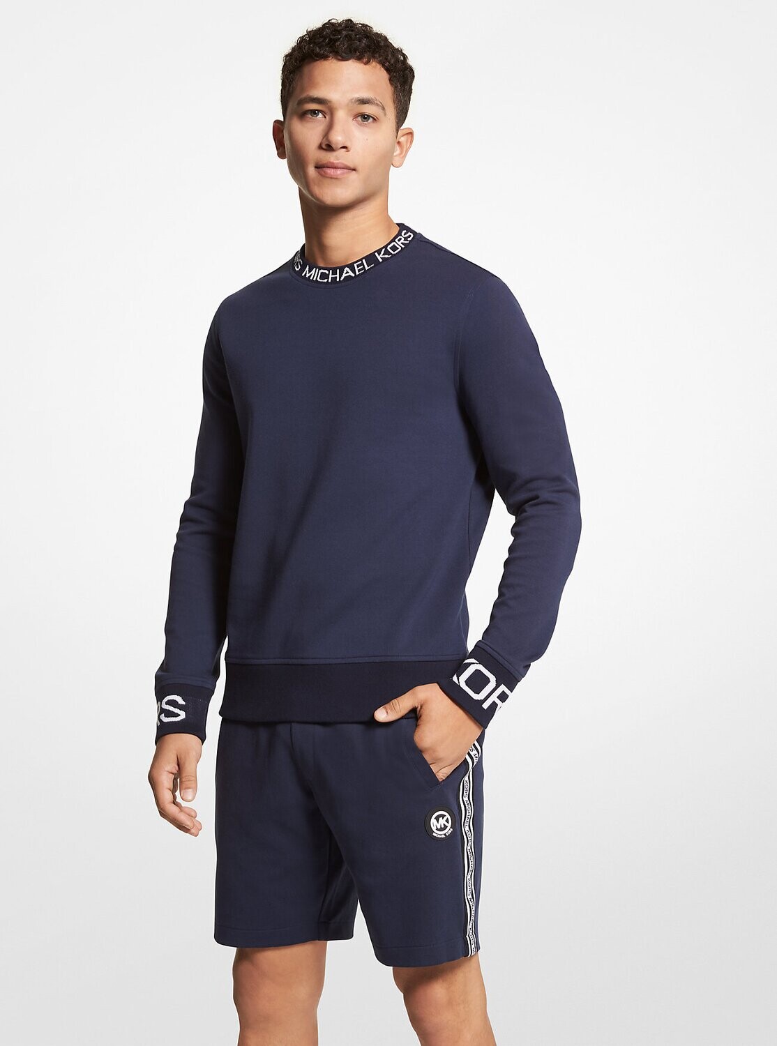 Michael Kors CF150595MF Men's Long Sleeve CN Logo Tape Pullover Sweater