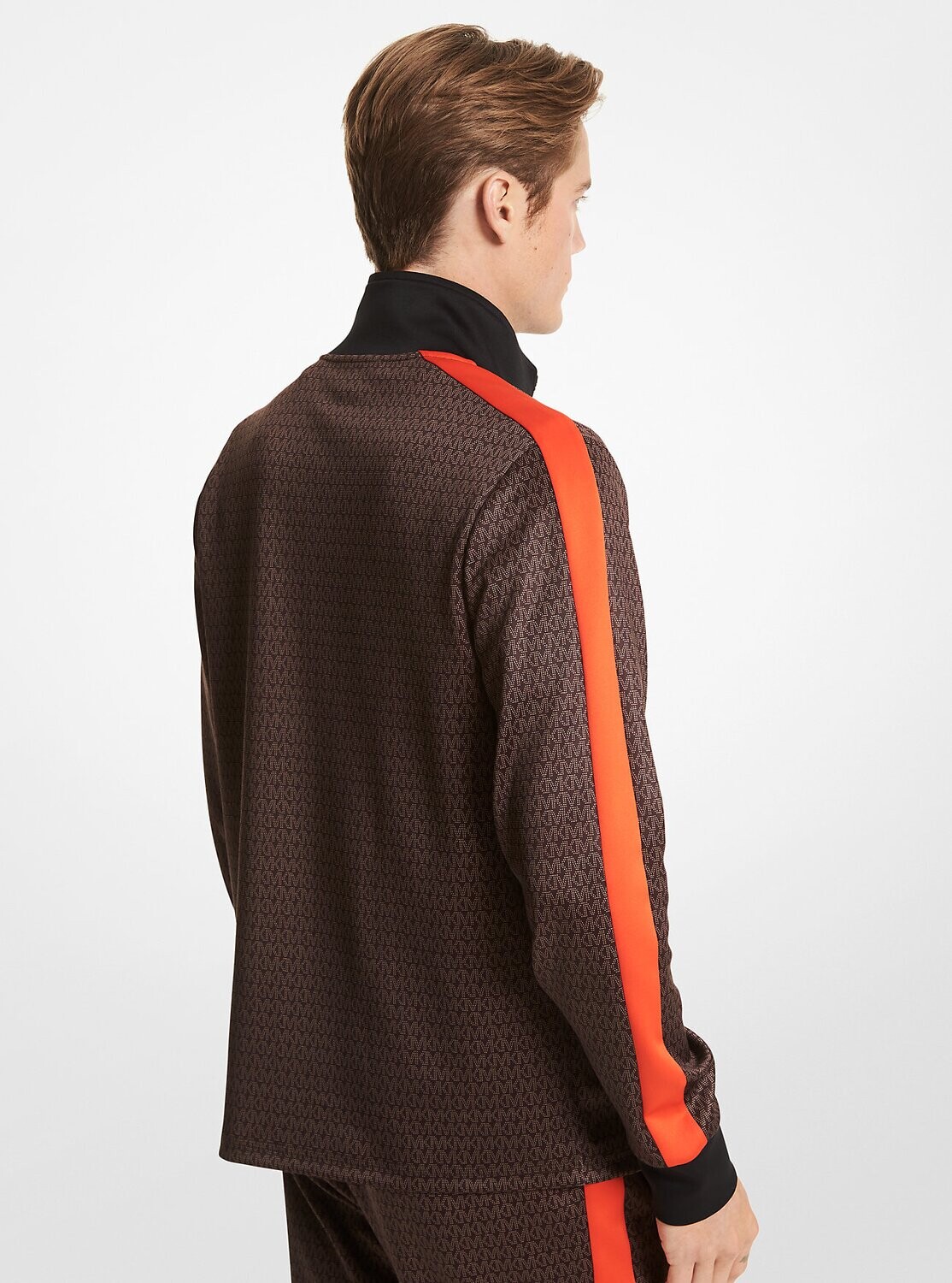 Michael Kors CF150HY4BY Mens Brown with orange zip up Jacket