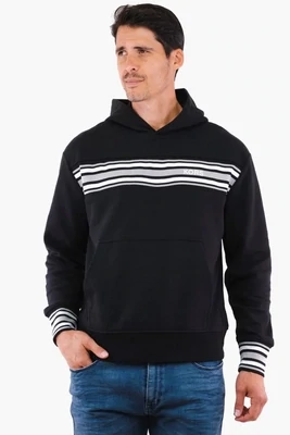 Michael Kors CF2519Q5MF Men's Racing Stripe Pullover Hoodie /BLACK