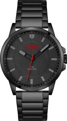 HUGO 1530187 Men's #First Quartz Black Ionic Plated S. Steel & Black Dial Watch