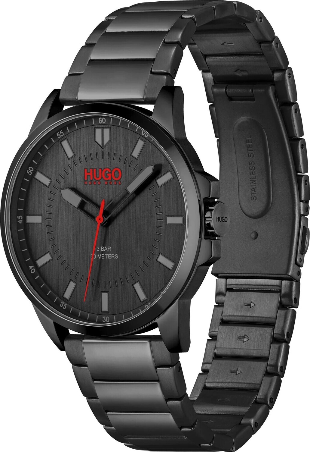 HUGO 1530187 Men's #First Quartz Black Ionic Plated S. Steel & Black Dial Watch