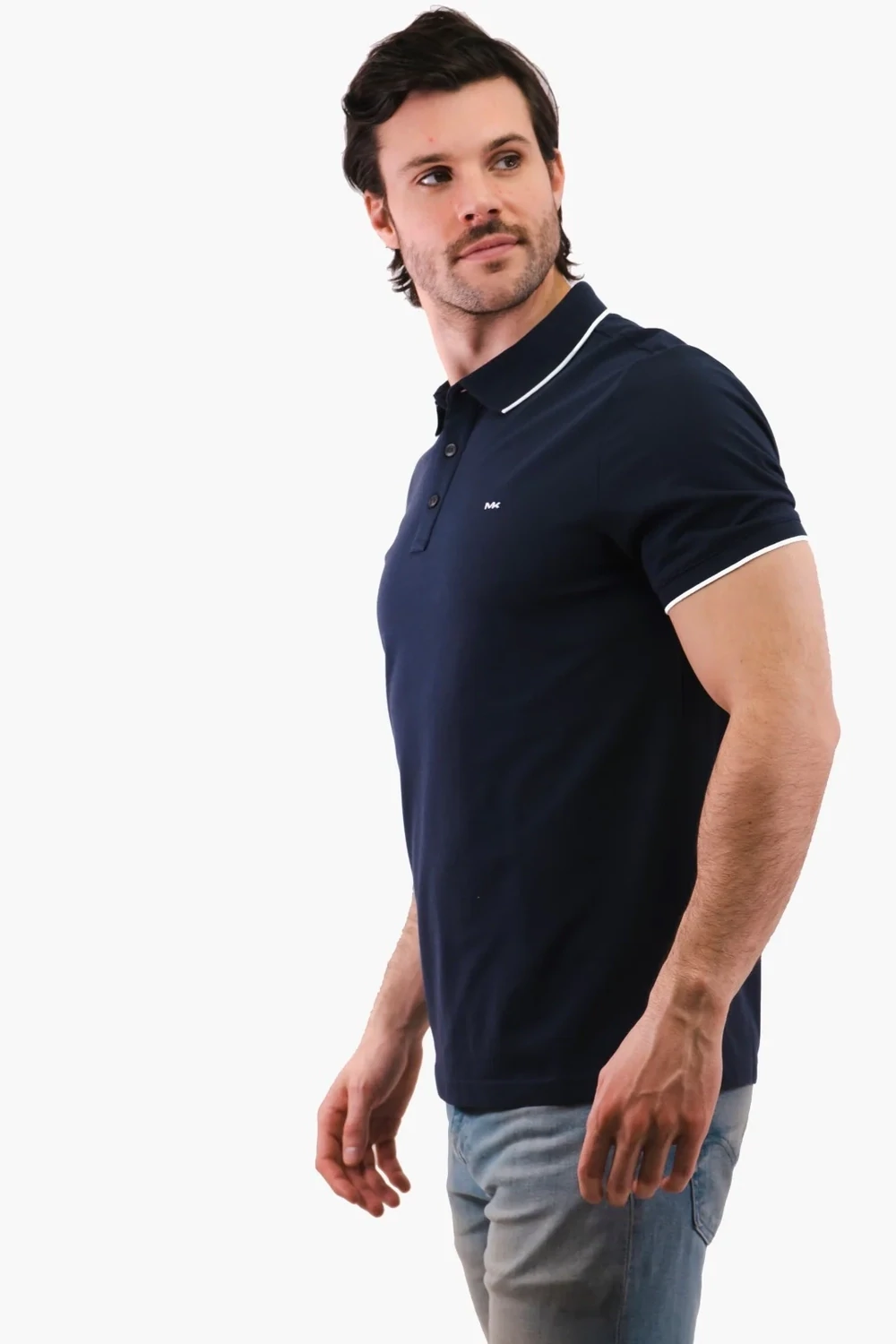 Michael Kors CS351GL8PK Men's Sustainable Short Sleeve Polo in Midnight