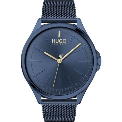 Hugo Boss 1530136 Men's #Smash Analogue S. Steel Quartz Blue Mesh Band & Dial Watch