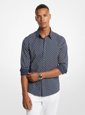 Michael Kors CF3402E9Y6 Men's LS SF Stretch MK Logo Dress Shirt/