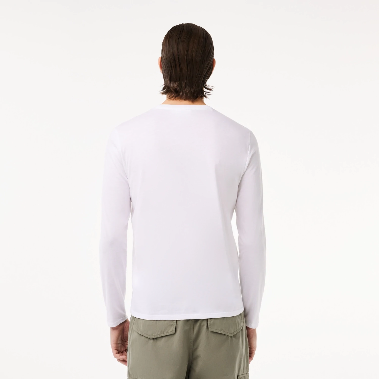 Lacoste TH6712 52 001 Men’s Long Sleeve Round Neck T-Shirt – White