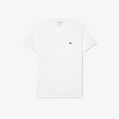 Lacoste TH6710 52 001 Men’s SS Regular Fit V-Neck T-Shirt/ WHITE