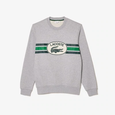 Lacoste SH1420 52 CCA Men’s LS Classic Fit Sweater/ CHINE GREY- LOGO