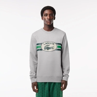 Lacoste SH1420 52 CCA Men’s LS Classic Fit Sweater/ CHINE GREY- LOGO
