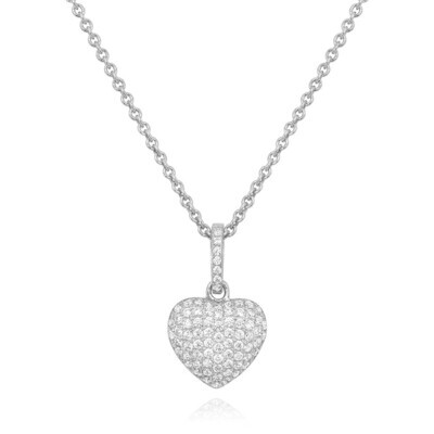 Miss Mimi 09-143428-01/00/12MM Sterling Silver Bombee CZ Heart Pendant Necklace