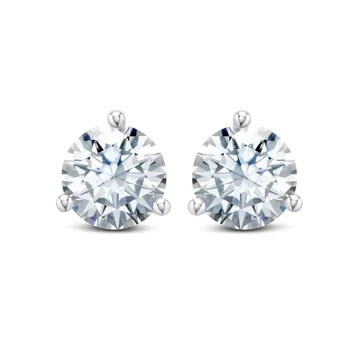 Miss Mimi 13-142797-01/00 Sterling Silver 3-Prong 2ct CZ Martini Stone 8mm Stud Earrings