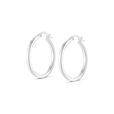 Miss Mimi 13-403556-01/00 Sterling Silver Small Square Edge Hoop Earrings