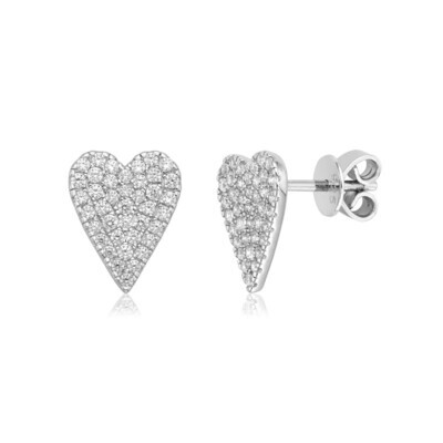 Miss Mimi 13-146221-01/00 Sterling Silver & White CZ Heart Stud Earrings