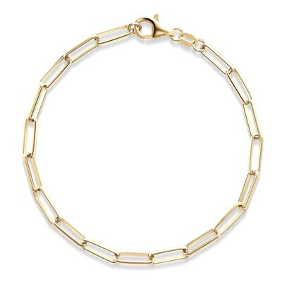 Miss Mimi 07-403614-02/00/S7.5 14kt Gold-Plated Fine Paper Clip Long Link Bracelet 7.5"