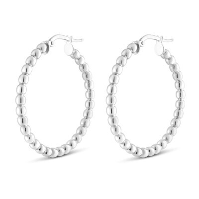 Miss Mimi 13-403708-01/00 Sterling Silver Large Bead Hoop Earrings