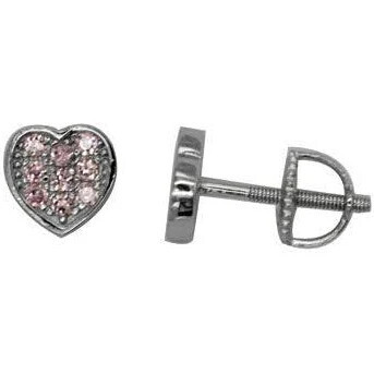 Little Miss Mimi 13-142820-01/RO Boucles d’oreilles clous cœur en argent sterling et CZ rose pour fille