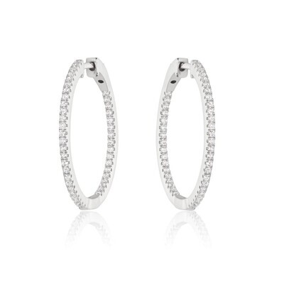 Miss Mimi 13-142496-01/WH Sterling Silver & White CZ Medium Inside Out Hoop Earrings